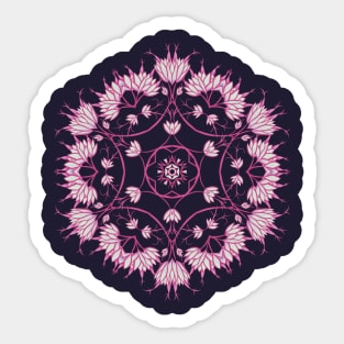 Elegant Floral Mandala Pink Flowers Sticker